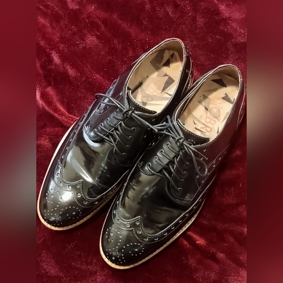 Nobrand Polished Leather Black/Burgundy Brogue Wingtips Sz 41 ( 8.5 M, 10 WO) - Picture 8 of 13